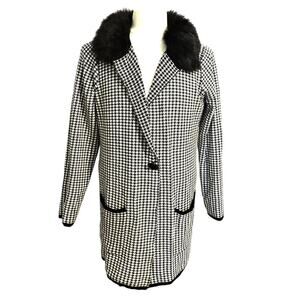 Lauren Michelle Houndstooth Cardigan Detachable Fur Collar